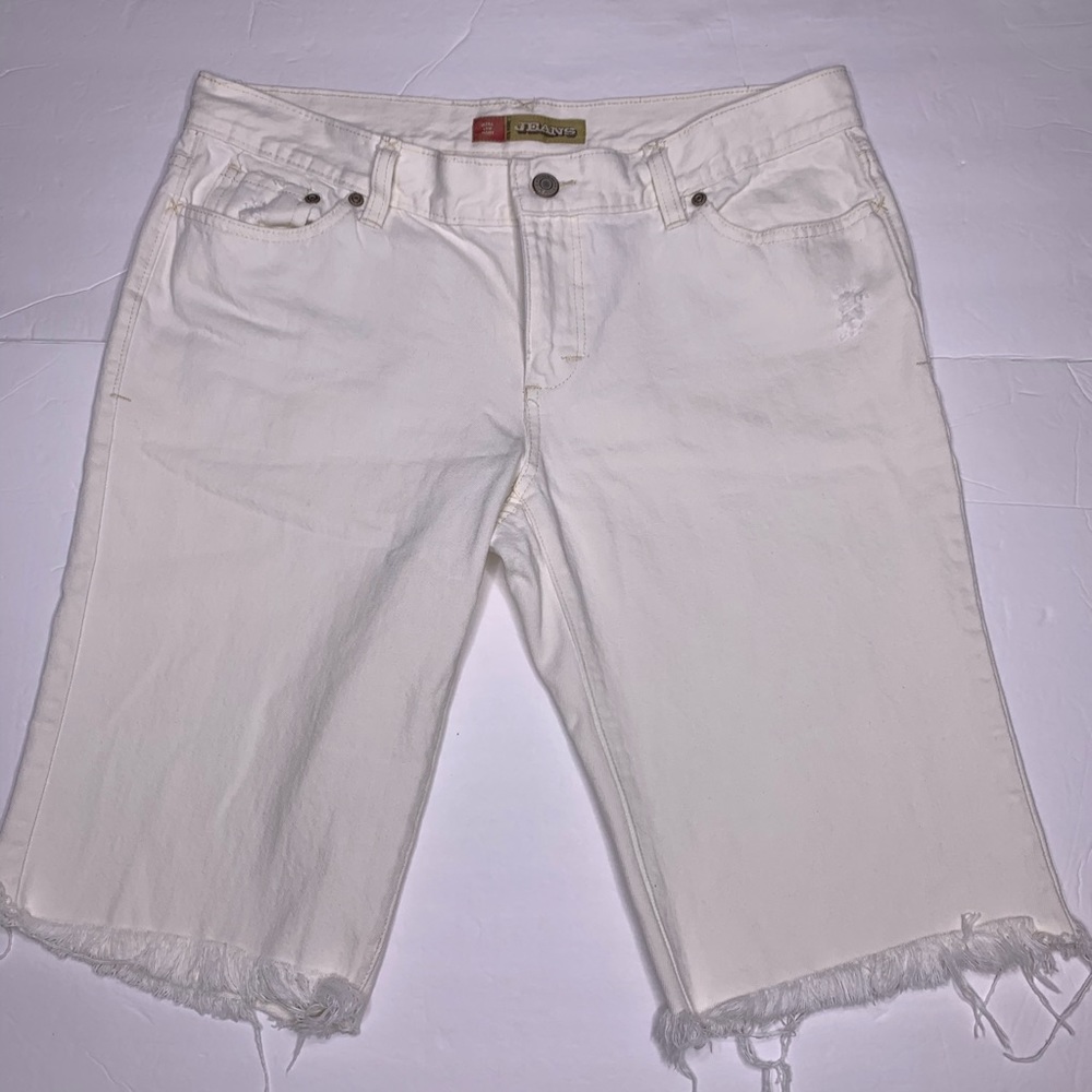 Old Navy Ultra Low Waist Women's Denim Jean Shorts Distressed Raw Hem Bermuda